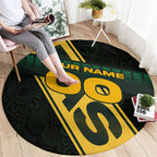 Personalised Tasmania Oztag Round Carpet Black Gold Aboriginal Pattern