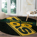 Personalised Tasmania Oztag Round Carpet Black Gold Aboriginal Pattern