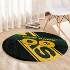 Personalised Tasmania Oztag Round Carpet Black Gold Aboriginal Pattern