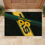 Personalised Tasmania Oztag Rubber Doormat Black Gold Aboriginal Pattern