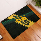Personalised Tasmania Oztag Rubber Doormat Black Gold Aboriginal Pattern