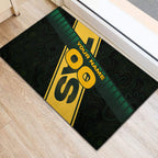 Personalised Tasmania Oztag Rubber Doormat Black Gold Aboriginal Pattern