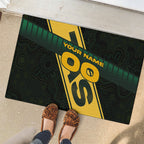 Personalised Tasmania Oztag Rubber Doormat Black Gold Aboriginal Pattern