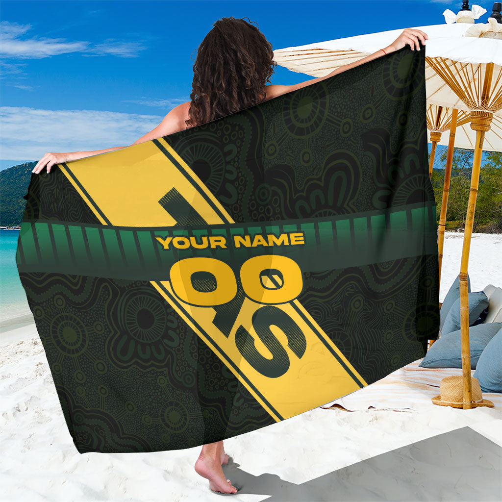 Personalised Tasmania Oztag Sarong Black Gold Aboriginal Pattern
