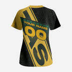 Personalised Tasmania Oztag Scrub Top Black Gold Aboriginal Pattern