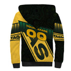 Personalised Tasmania Oztag Sherpa Hoodie Black Gold Aboriginal Pattern
