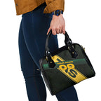 Personalised Tasmania Oztag Shoulder Handbag Black Gold Aboriginal Pattern