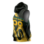Personalised Tasmania Oztag Sleeveless Hoodie Black Gold Aboriginal Pattern