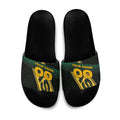 Personalised Tasmania Oztag Slide Sandals Black Gold Aboriginal Pattern