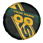Personalised Tasmania Oztag Spare Tire Cover Black Gold Aboriginal Pattern