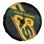 Personalised Tasmania Oztag Spare Tire Cover Black Gold Aboriginal Pattern