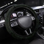 Tasmania Oztag Steering Wheel Cover Black Gold Aboriginal Pattern