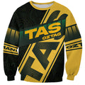 Personalised Tasmania Oztag Sweatshirt Black Gold Aboriginal Pattern