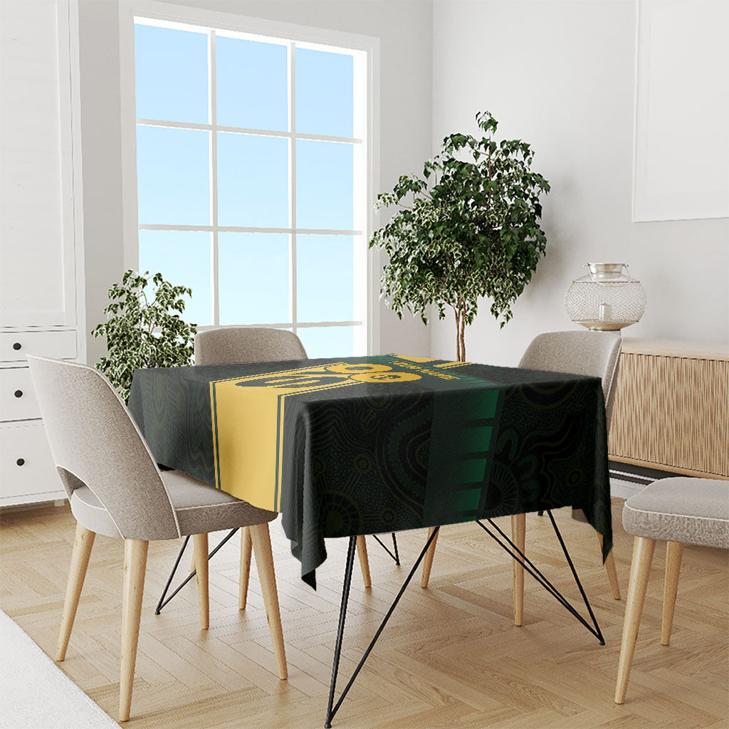 Personalised Tasmania Oztag Tablecloth Black Gold Aboriginal Pattern