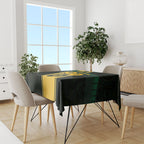 Personalised Tasmania Oztag Tablecloth Black Gold Aboriginal Pattern