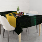 Personalised Tasmania Oztag Tablecloth Black Gold Aboriginal Pattern