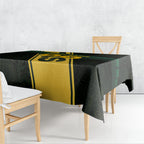 Personalised Tasmania Oztag Tablecloth Black Gold Aboriginal Pattern