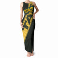 Personalised Tasmania Oztag Tank Maxi Dress Black Gold Aboriginal Pattern