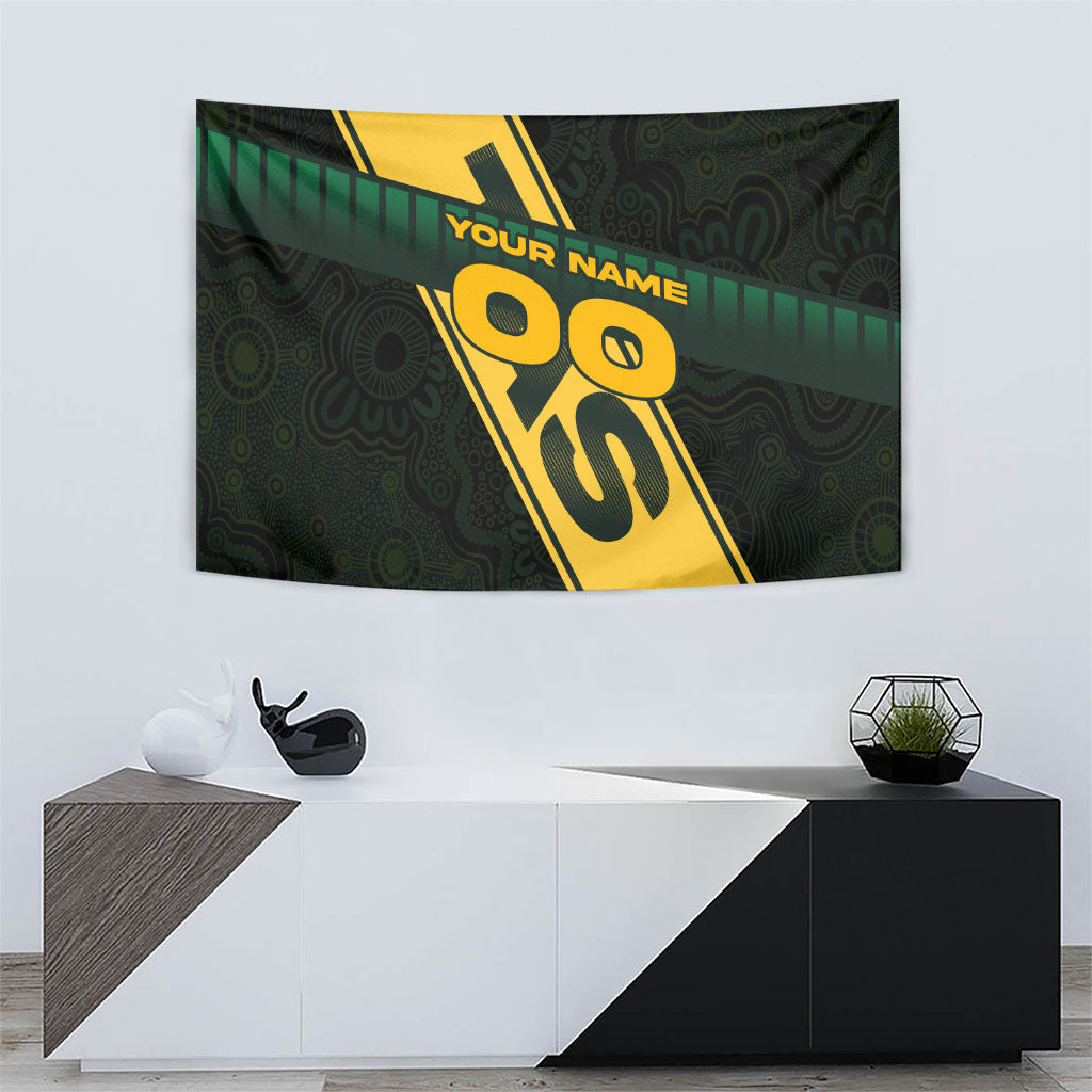 Personalised Tasmania Oztag Tapestry Black Gold Aboriginal Pattern