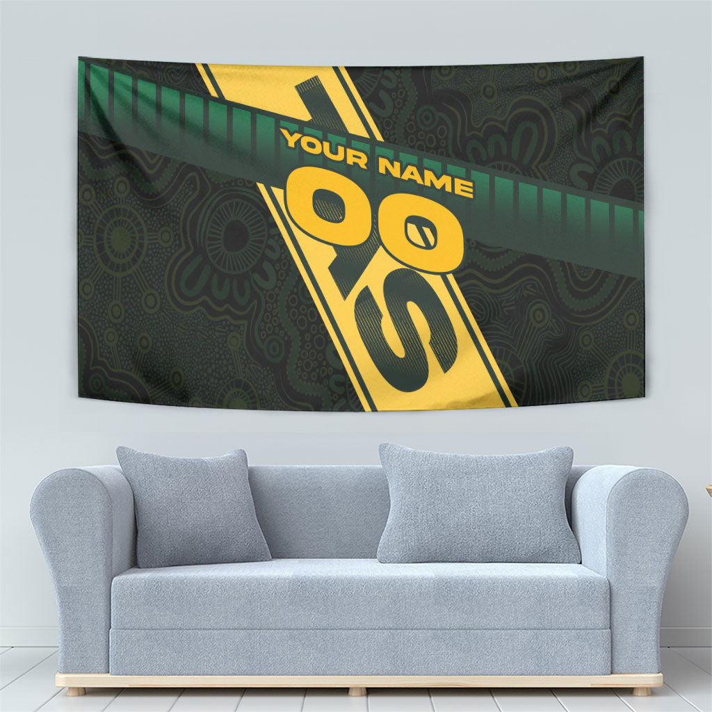 Personalised Tasmania Oztag Tapestry Black Gold Aboriginal Pattern