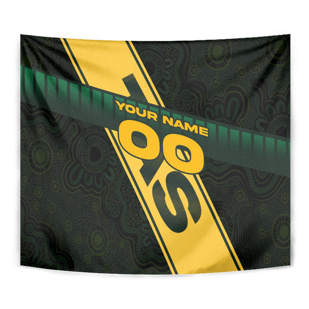 Personalised Tasmania Oztag Tapestry Black Gold Aboriginal Pattern