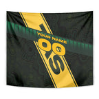 Personalised Tasmania Oztag Tapestry Black Gold Aboriginal Pattern
