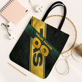 Personalised Tasmania Oztag Tote Bag Black Gold Aboriginal Pattern