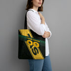 Personalised Tasmania Oztag Tote Bag Black Gold Aboriginal Pattern