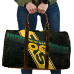 Personalised Tasmania Oztag Travel Bag Black Gold Aboriginal Pattern