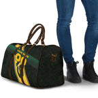 Personalised Tasmania Oztag Travel Bag Black Gold Aboriginal Pattern