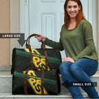 Personalised Tasmania Oztag Travel Bag Black Gold Aboriginal Pattern