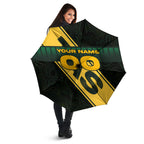Personalised Tasmania Oztag Umbrella Black Gold Aboriginal Pattern