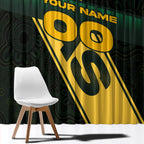 Personalised Tasmania Oztag Window Curtain Black Gold Aboriginal Pattern