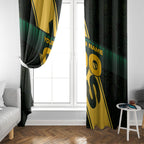 Personalised Tasmania Oztag Window Curtain Black Gold Aboriginal Pattern