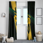 Personalised Tasmania Oztag Window Curtain Black Gold Aboriginal Pattern