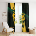 Personalised Tasmania Oztag Window Curtain Black Gold Aboriginal Pattern