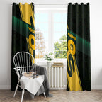 Personalised Tasmania Oztag Window Curtain Black Gold Aboriginal Pattern