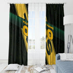 Personalised Tasmania Oztag Window Curtain Black Gold Aboriginal Pattern