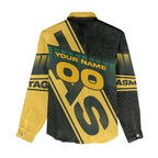 Personalised Tasmania Oztag Women Casual Shirt Black Gold Aboriginal Pattern