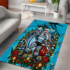 Personalized Cronulla Sutherland Sharks Rugby Christmas Area Rug Holiday Mascot Graphic Art Festive Lights Bow