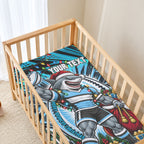 Personalized Cronulla Sutherland Sharks Rugby Christmas Baby Bed Cover Holiday Mascot Graphic Art Festive Lights Bow