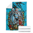 Personalized Cronulla Sutherland Sharks Rugby Christmas Blanket Holiday Mascot Graphic Art Festive Lights Bow