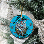 Cronulla Sutherland Sharks Rugby Christmas Ceramic Ornament Holiday Mascot Graphic Art Festive Lights Bow