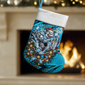 Cronulla Sutherland Sharks Rugby Christmas Stocking Holiday Mascot Graphic Art Festive Lights Bow