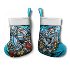 Cronulla Sutherland Sharks Rugby Christmas Stocking Holiday Mascot Graphic Art Festive Lights Bow