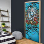 Personalized Cronulla Sutherland Sharks Rugby Christmas Door Cover Holiday Mascot Graphic Art Festive Lights Bow