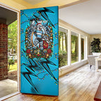 Personalized Cronulla Sutherland Sharks Rugby Christmas Door Cover Holiday Mascot Graphic Art Festive Lights Bow