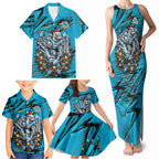 Personalized Cronulla Sutherland Sharks Rugby Christmas Family Matching Tank Maxi Dress and Hawaiian Shirt Holiday Mascot Graphic Art Festive Lights Bow