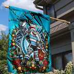 Personalized Cronulla Sutherland Sharks Rugby Christmas Garden Flag Holiday Mascot Graphic Art Festive Lights Bow