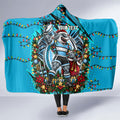Personalized Cronulla Sutherland Sharks Rugby Christmas Hooded Blanket Holiday Mascot Graphic Art Festive Lights Bow